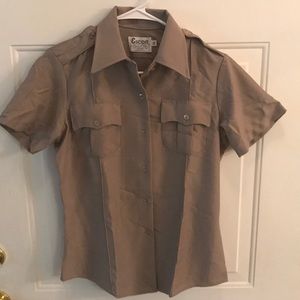 Escort Mens Tan Uniform Button Down Shirt NWOT